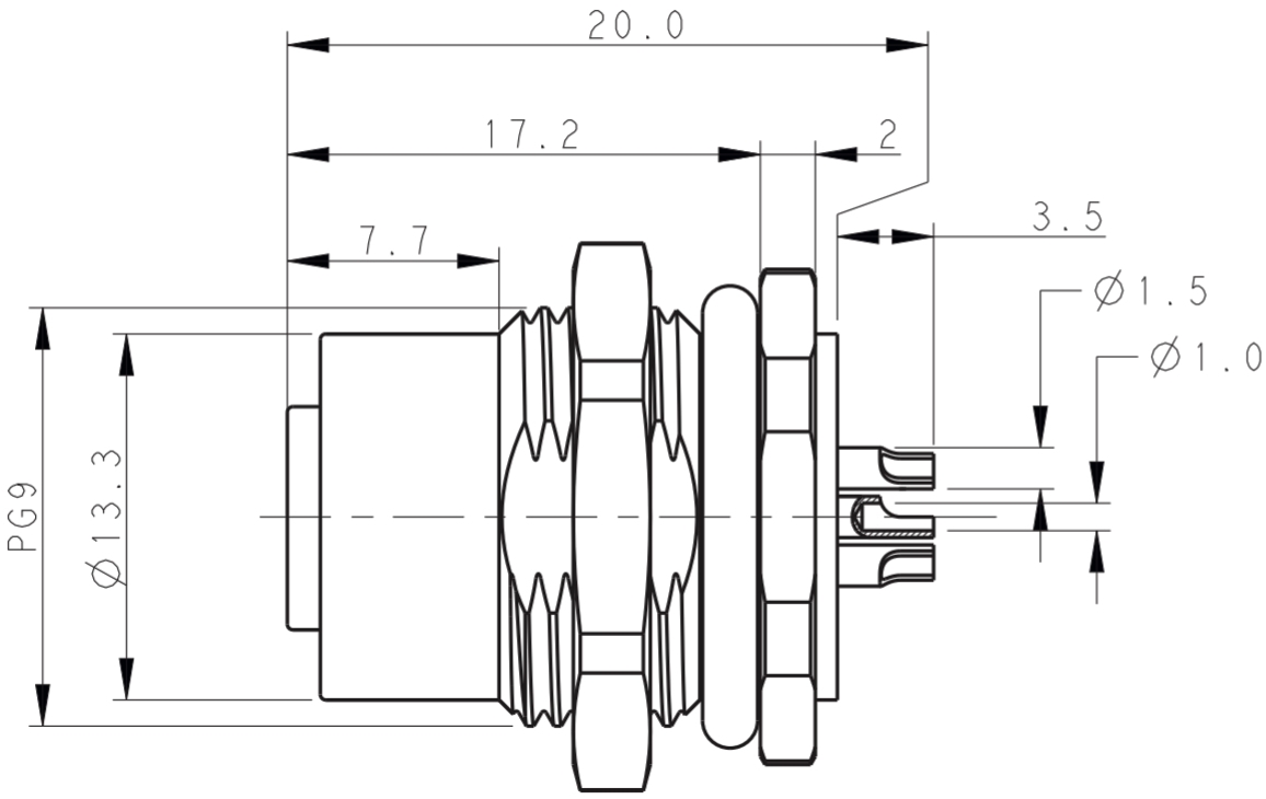 מחבר קונקטור לסנסורים זכר להלחמה לכבל TE CONNECTIVITY M12 T4131012051-000